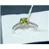Image 1 : .925 SILVER NATURAL PERIDOT & CZ RING - SIZE 7