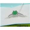 Image 1 : .925 SILVER NATURAL EMERALD & CZ RING - SIZE 8.5