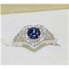 Image 1 : .925 SILVER LAB SAPPHIRE & CZ RING - SIZE 8