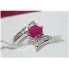 Image 1 : .925 SILVER NATURAL RUBY & CZ RING - SIZE 8