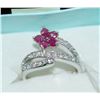 Image 1 : .925 SILVER NATURAL RUBY & CZ RING - SIZE 9