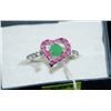 Image 1 : .925 SILVER NATURAL EMERALD & RUBY RING - SIZE 7