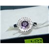 Image 1 : .925 SILVER NATURAL AMETHYST & CZ RING - SIZE 7