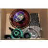 Image 1 : BOX OF MISC. INCLUDING BLUE POTTERY TEA POT