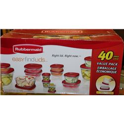 NEW 40-PC RUBBERMAID STORAGE CONTAINERS