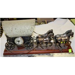 HORSE &  CARRIAGE LAMP W/ CLOCK