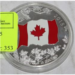 2015 CANADIAN COLOURIZED $25 FINE SILVER COIN
