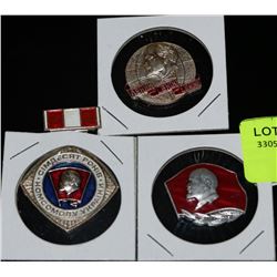 THREE RUSSIAN COMMUNIST LENIN PINS