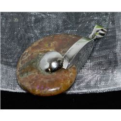 NATURAL IRIDESCENT AMMOLITE FOSSIL PENDANT