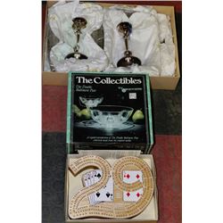 LOT OF CRYSTAL,SILVER AND CRIB-BOARD