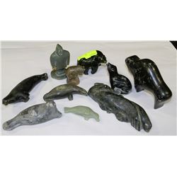 LOT OF 10 SOAPSTONE CARVINGS