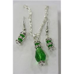 HAND SET CRYSTAL EARRINGS & PENDANT SET