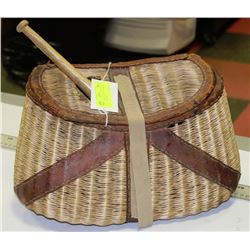 FISHING CREEL AND BILLY CLUB WITH CONTENTS