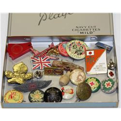 OLD METAL PLAYERS CIGARETTE TIN WITH VINTAGE WWII