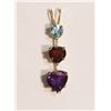 Image 1 : #3-10K GOLD AMETHYST,GARNET&BLUE TOPAZ HEART-