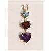Image 3 : #3-10K GOLD AMETHYST,GARNET&BLUE TOPAZ HEART-