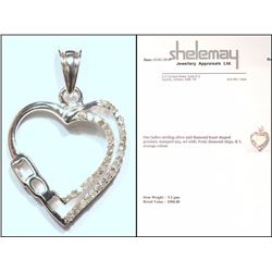 #5-STERLING SILVER DIAMOND HEART -SHAPED PENDANT