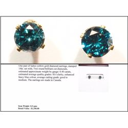 #7-14K GOLD BLUE DIAMOND 0.40CT EARRINGS