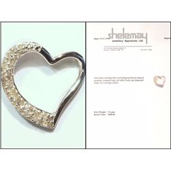 #10-STERLING SILVER DIAMOND HEART-SHAPED PENDANT