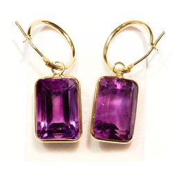 #11-14K GOLD AMETHYST HOOP EARRINGS
