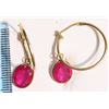 Image 2 : #14-14K GOLD RUBY (6.30CT) HOOP EARRINGS