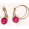 Image 4 : #14-14K GOLD RUBY (6.30CT) HOOP EARRINGS