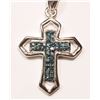 Image 4 : #17-STERLING SILVER BLUE DIAMOND CROSS PENDANT