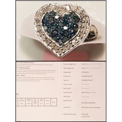 #18-STERLING SILVER BLUE AND WHITE DIAMOND HEART-