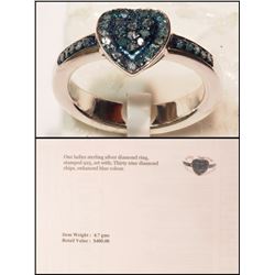 #21-STERLING SILVER BLUE DIAMOND HEART-SHAPED RING