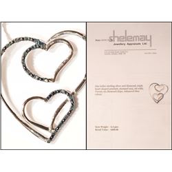 #22-STERLING SILVER BLUE DIAMOND TRIPLE HEART-
