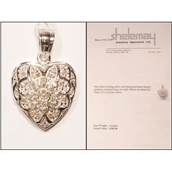 #24-STERLING SILVER DIAMOND HEART-SHAPED PENDANT