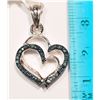 Image 3 : #26-STERLING SILVER BLUE-DIAMOND DOUBLE HEART-