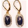 Image 2 : #28-STERLING SILVER GOLD PLATED SAPPHIRE EARRINGS