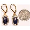 Image 3 : #28-STERLING SILVER GOLD PLATED SAPPHIRE EARRINGS