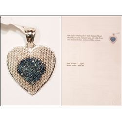 #29-STERLING SILVER BLUE DIAMOND HEART-SHAPE