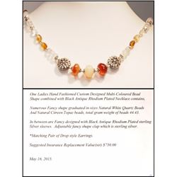 #32-STERLING SILVER QUARTZ & CITRINE NECKLACE
