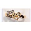Image 2 : #33-14K GOLD SAPPHIRE & DIAMOND DOUBLE HEART RING