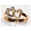 Image 3 : #33-14K GOLD SAPPHIRE & DIAMOND DOUBLE HEART RING