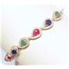 Image 3 : #39-STERLING SILVER SAPPHIRE,EMERALD,RUBY BRACELET