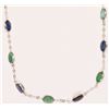 Image 2 : #44-10 GOLD SAPPHIRE & EMERALD NECKLACE