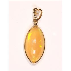 #45-14K GOLD OPAL AND DIAMOND PENDANT