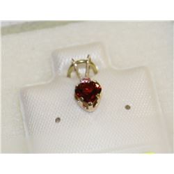10K GOLD GARNET & PINK HEART