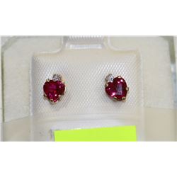 10K GOLD CREATED RUBY & CUBIC ZIRCONIA