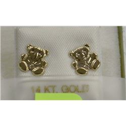 14K GOLD TEDDY BEAR EARRINGS