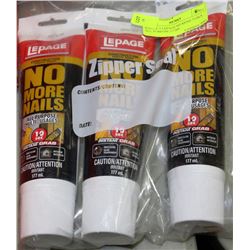 BAG OF 3 LEPAGE NO MORE NAILS  ALL PURPOSE 177ML