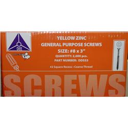 CASE OF 3" #8 ROBERTSON GENERAL PURPOSE SCREWS