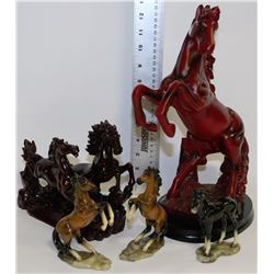 FLAT WITH COLLECTION OF HORSE STATUES