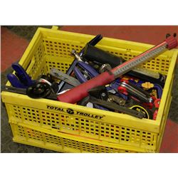CRATE WITH LARGE ASSORTMENT OF HAND TOOLS