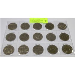 15 UNC DOLLAR COINS INCLUDING COMMEMORATIVES
