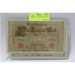 1910 GERMAN 1,000 MARK NOTES X2